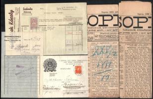 cca 1883-1941 Vegyes soproni papírrégiség tétel (fotók, számlák, újságok, stb.), 11 db