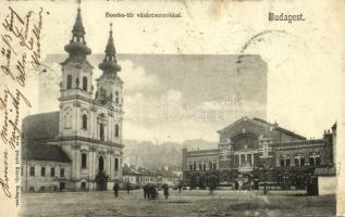 1903 Budapest I. Bomba tér (ma Batthyány tér), Budai vásárcsarnok, templom. Divald Károly 64. (EK)