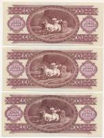 1992. 100Ft (3x) közte 2db sorszámkövető T:I 
Adamo F37