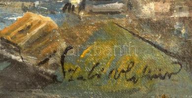 Szabó jelzéssel: Velencei házak. Olaj, vászon, hibás, 35×77 cm