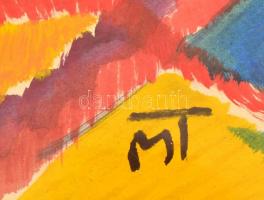 MT jelzéssel: Kompozíció. Akvarell, papír, üvegezett keretben, 40×59 cm