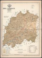 1895 Árva vármegye térképe, tervezete: Gönczy Pál, készült: Posner Károly Lajos és Fia térképészeti műintézetében, hajtott, 30×24 cm