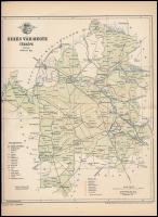 1895 Békés megye térképe, tervezete: Gönczy Pál, készült: Posner Károly Lajos és Fia térképészeti műintézetében, hajtott, 30×24 cm