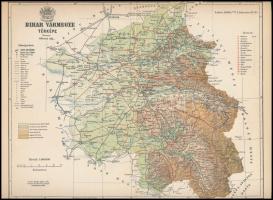 1895 Bihar vármegye térképe, tervezete: Gönczy Pál, készült: Posner Károly Lajos és Fia térképészeti műintézetében, hajtott, 30×24 cm