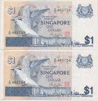 Szingapúr 1976. 1$ (2x) sorszámkövetők T:I Singapore 1976. 1 Dollar (2x) sequential serials C:UNC Krause 9
