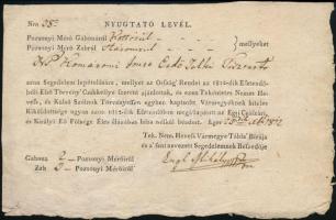1812 Eger, nyugtató levél gabona és zab beszolgáltatásáról