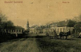 1910 Gyoma (Gyomaendrőd), Petőfi tér, templom, szekér. W. L. 1419.