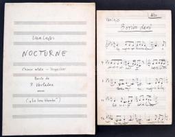Vass Lajos (1924-1992) Erkel-díjas zeneszerző, karnagy egy saját kézzel írt kottája, Borúra derű, 2 sztl. lev. és egy további, nyomtatott kottája, Nocturne, 7 p.