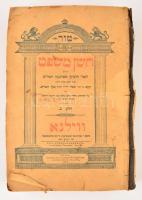 1900 Héber nyelvű, Vilniusban kiadott imakönyv. Borító nélkül. 37x25 cm