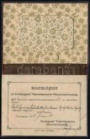 1913 Esztergom, Bőrbevonatos igazolójegy-könyvecske az Esztergomi Takarékpénztár Részvénytársaság magánletétpénztárának egy rekeszéhez, mely több személy részére szól, szép állapotban