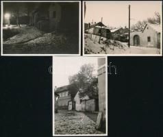 1933-1934 Budapst, Tabán, Arany Kacsa utca, holdvilág utca, Kőműves lépcső, 3 db feliratozott fotó, 6×8,5 cm