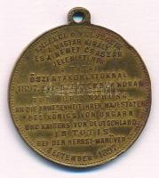 1897. "II Vilmos - I. Ferencz József" fém emlékérem füllel. "EMLÉKÜL Ő FELSÉGEIK A MA...