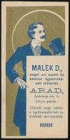 1910 Malek D. aradi (Erdély) szabó szecessziós számolócédulája, szép állapotban