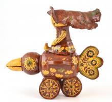 Csavlek Etelka (1947-): Repülő mesefigura. Festett mázas kerámia, jelzett, apró kopásnyomókkal, m: 2...