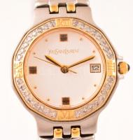 Yves Saint Laurent női kvarc óra. Működő, jó állapotban, fém szíjjal, elemmel d:25 mm