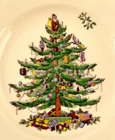 Spode karácsonyi bögre és tányér, tálka, szett + bontatlan szalvéta csomag, matricás mázas kerámia, ...