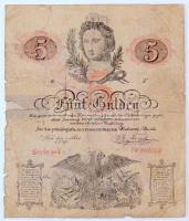 1859. 5G korabeli hamisítványa, Falsificat felülnyomás a hátoldalon T:IV Austrian Empire 1859. 5 Gulden contemporary fake, Falsificat overprint on the back C:G Adamo G91c