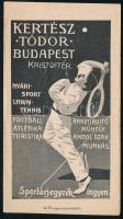 1910 Kertész Tódor sportárjegyzéket reklámozó számolócédulája teniszező figurával