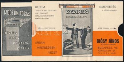 1925 Diósy János budapesti rézáru-kereskedő ötletes, kétoldalt kihúzható reklámja, szép állapotban