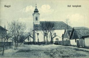 1922 Bugyi, Református templom, utcakép. Kiadja a Fogyasztási Szövetkezet
