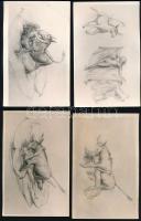 14 db erotikus rajz képeslap méretű fotómásolata, 9×14 cm