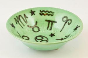 Iparművészeti vállalatos Gorka zodiákus tál, mázas festett kerámia, jelzett, apró kopásnyomokkal, m:...