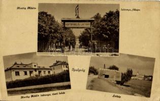 Ipolyság, Sahy; Horthy Miklós laktanya főkapuja és tiszti lakások, betonbunker / military barracks' main entry gate and officers' houses, concrete bunker (fl)