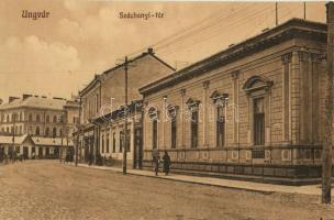 Ungvár, Uzshorod, Uzhhorod, Uzhorod; Széchenyi tér, bútor raktár, üzletek. Székely és Illés kiadása / square, shops  (EK)