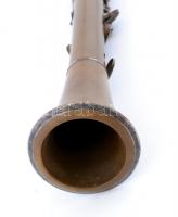 Régi klarinét, kopott, hiányos, nem szól, h: 66 cm