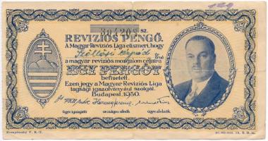Budapest 1930. Revíziós Pengő arcképes változat, kitöltött, hátoldalán felülbélyegzés T:III-,IV