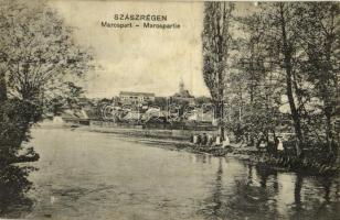 1912 Szászrégen, Reghin; Maros part. Bischitcz Ignác kiadása / Mures riverbank