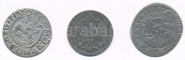 3db klf külföldi ezüstérme, közte Német Államok / Szilézia 1701CB 3kr Ag "I. Lipót" (1,38g...