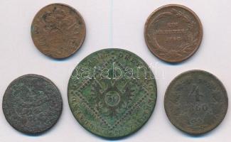 Ausztria 5db klf rézkrajcár, közte 1807A 30kr Cu T:2-,3,3- Austria 5pcs of diff copper Kreuzer coins, including 1807A 30 Kreuzer Cu C:VF,F,VG