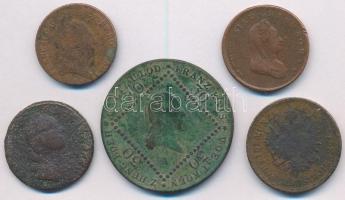 Ausztria 5db klf rézkrajcár, közte 1807A 30kr Cu T:2-,3,3-
Austria 5pcs of diff copper Kreuzer coin...