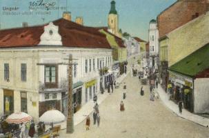 1920 Ungvár, Uzshorod, Uzhhorod, Uzhorod; Nagyhíd és Rákóczi utca, piac, bor és sörcsarnok, üzletek / streets, market, shops, beer and wine hall (EK)