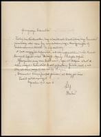 1913 Kohl Medárd (1859-1928) püspök, bíborosi titkár egy oldalas saját kézzel írt érdekes levele Vaszary Kolos akkor már visszavonult bíboros részére