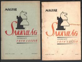 1945-1948 Magyar Sakkvilág 5 száma, 1945. szept-dec., 1946 február, november, 1948 május, szeptember