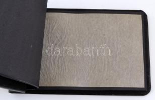 Régi dúsan aranyozott, ókori egyiptomi díszítésű üres fotóalbum, eredeti tokkal, 27x18x3 cm