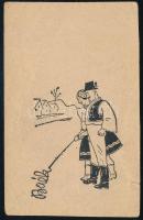 cca 1910 Meztelen nők automobillal 5,5x6,5 cm + pajzán BÚÉK kártya 7x11 cm