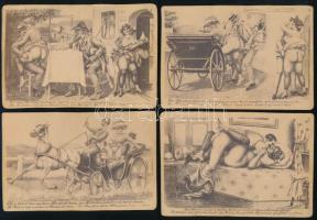 cca 1900 Ein Sonntag in Wienerwald. Pornográf képsorozat 9 db képeslap méretű kártya 14x9,5 cm / Por...