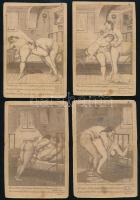 cca 1900 Franzi és a mogyorók. Pornográf képsorozat 10 db képeslap méretű kártya  + magyar fordítás ...