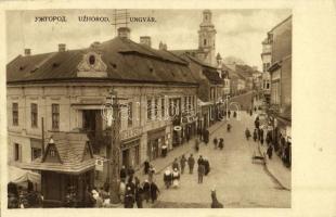Ungvár, Uzshorod, Uzhhorod, Uzhorod; utca, kioszk, üzletek, piac / street, kiosk, shops, market (Rb)