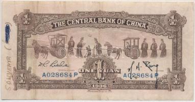 Kína 1936. 1Y "CHUNG HWA BOOK CO. LTD." nyomdahely jelöléssel T:III 
China 1936. 1 Yüan &...