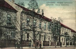 Ungvár, Uzshorod, Uzhhorod, Uzhorod; Városi közkórház. G. Jilovsky kiadása / hospital / Mestská nemocnice (EK)
