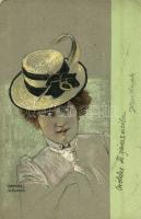 1901 Art Nouveau lady with fashion hat. litho s: Raphael Kirchner (EK)