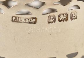 Ezüst(Ag) mustártartó, üvegbetét nélkül, jelzett, d: 4,1 cm, nettó: 20,2 g