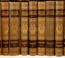 Magyar Remekírók sorozat 55 kötete. Bp.,1902-1907, Franklin. Kiadói aranyozott, festett egészvászon-...