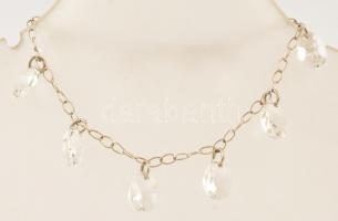 Ezüst(Ag) szintetikus kövekkel díszített karkötő, jelzett, h: 18,2 cm, bruttó: 4,7 g