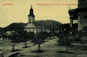 Felsőbánya, Baia Sprie; Hunyady János tér, Református templom. W. L. (?) 2353. H. Riedl E. kiadása / square, Calvinist church (EK)