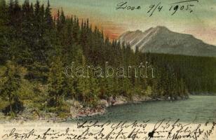 1905 Tátra, Vysoké Tatry; Szentiványi-Csoprbai tó és Bástya. Feitzinger Ede 1902/12. 467. / Strbské pleso, Basta / lake, mountain